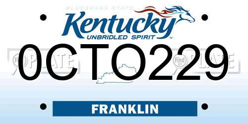 0CTO229 Kentucky License Plate