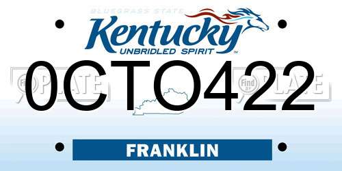 0CTO422 Kentucky License Plate