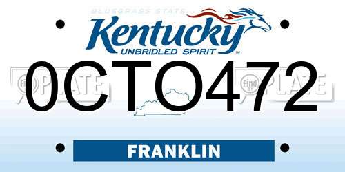 0CTO472 Kentucky License Plate