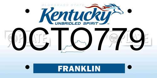 0CTO779 Kentucky License Plate