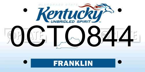 0CTO844 Kentucky License Plate