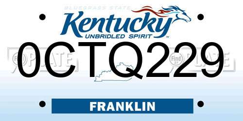0CTQ229 Kentucky License Plate