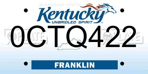 0CTQ422 Kentucky License Plate