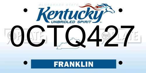 0CTQ427 Kentucky License Plate