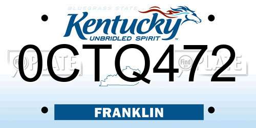 0CTQ472 Kentucky License Plate