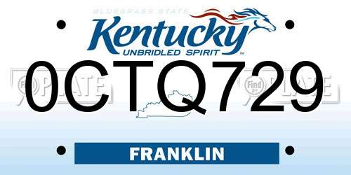 0CTQ729 Kentucky License Plate