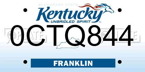 0CTQ844 Kentucky License Plate