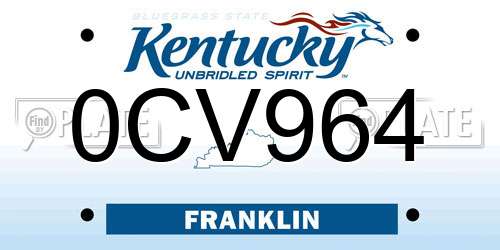 0CV964 Kentucky License Plate