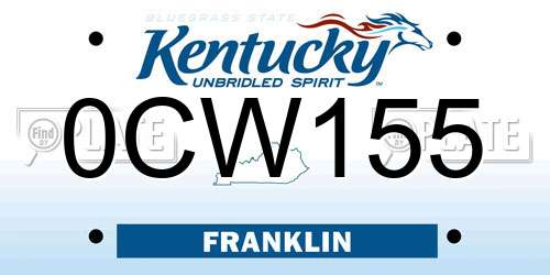 0CW155 Kentucky License Plate