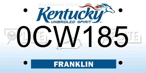 0CW185 Kentucky License Plate