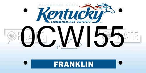 0CWI55 Kentucky License Plate