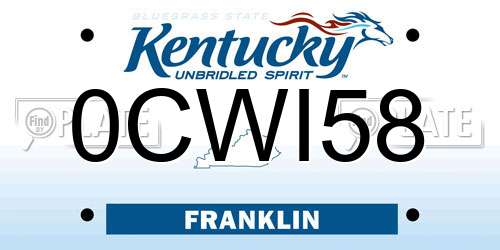 0CWI58 Kentucky License Plate