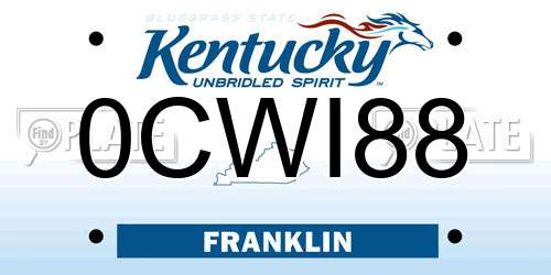 0CWI88 Kentucky License Plate