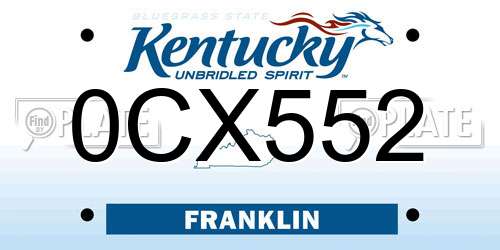 0CX552 Kentucky License Plate