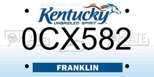 0CX582 Kentucky License Plate