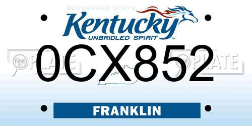 0CX852 Kentucky License Plate