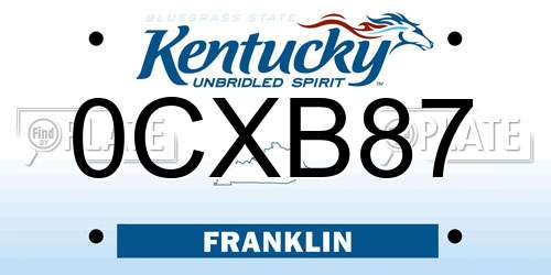 0CXB87 Kentucky License Plate