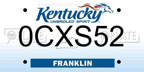 0CXS52 Kentucky License Plate