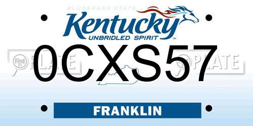 0CXS57 Kentucky License Plate