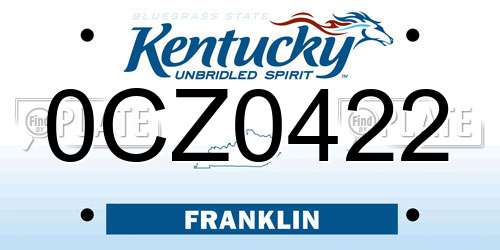 0CZ0422 Kentucky License Plate
