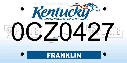0CZ0427 Kentucky License Plate