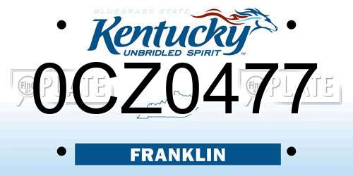 0CZ0477 Kentucky License Plate