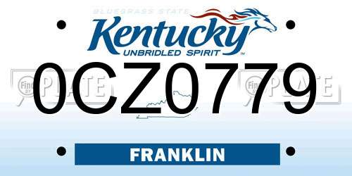 0CZ0779 Kentucky License Plate