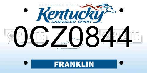 0CZ0844 Kentucky License Plate