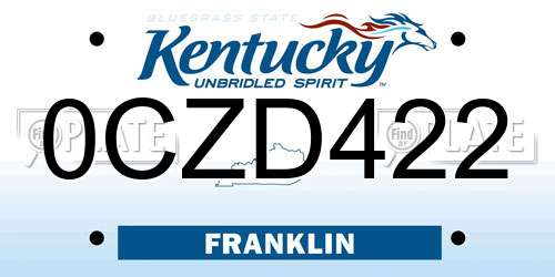 0CZD422 Kentucky License Plate