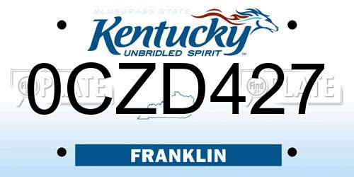 0CZD427 Kentucky License Plate