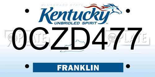 0CZD477 Kentucky License Plate