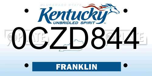 0CZD844 Kentucky License Plate
