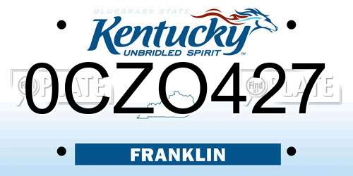 0CZO427 Kentucky License Plate