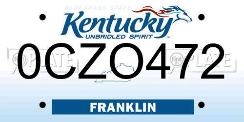 0CZO472 Kentucky License Plate