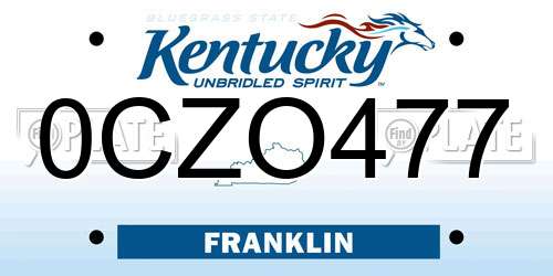0CZO477 Kentucky License Plate