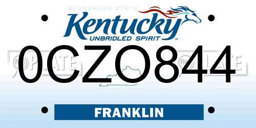 0CZO844 Kentucky License Plate