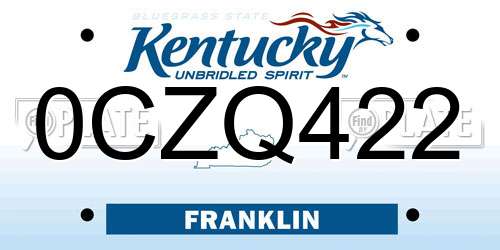 0CZQ422 Kentucky License Plate