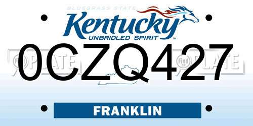 0CZQ427 Kentucky License Plate
