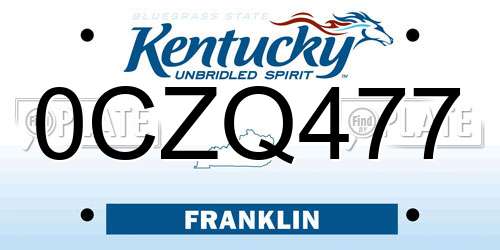 0CZQ477 Kentucky License Plate