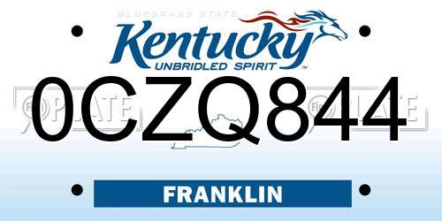 0CZQ844 Kentucky License Plate