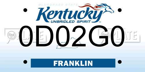 0D02G0 Kentucky License Plate