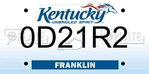 0D21R2 Kentucky License Plate