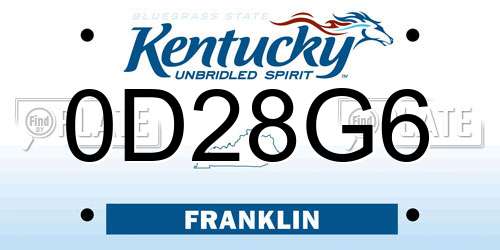 0D28G6 Kentucky License Plate