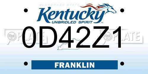 0D42Z1 Kentucky License Plate