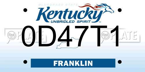 0D47T1 Kentucky License Plate