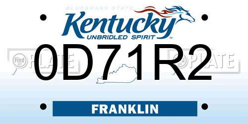 0D71R2 Kentucky License Plate