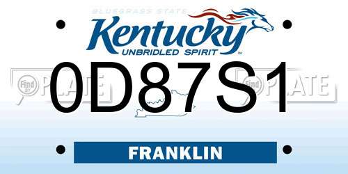 0D87S1 Kentucky License Plate
