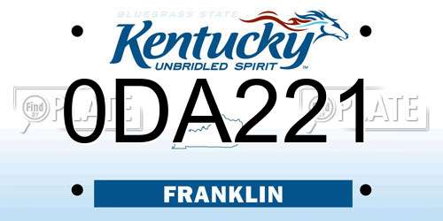 0DA221 Kentucky License Plate
