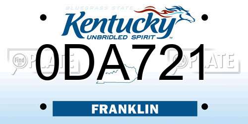 0DA721 Kentucky License Plate