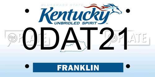 0DAT21 Kentucky License Plate